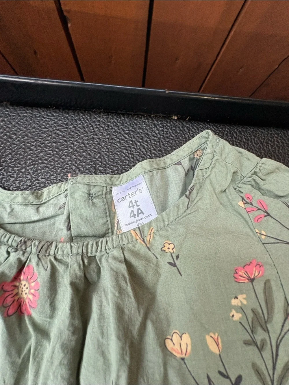 Girls green floral dress
